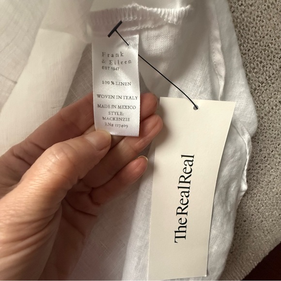 Frank & Eileen Women’s OS Mackenzie Italian Linen Button Up Top White Relaxed - Picture 8 of 9